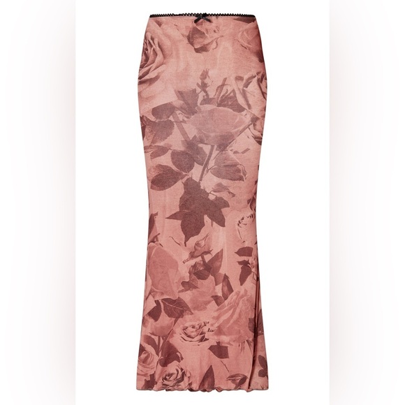 Pretty Little Thing Brown Floral Print Lowrise Maxi Skirt Nwt Size 2 - Picture 6 of 6